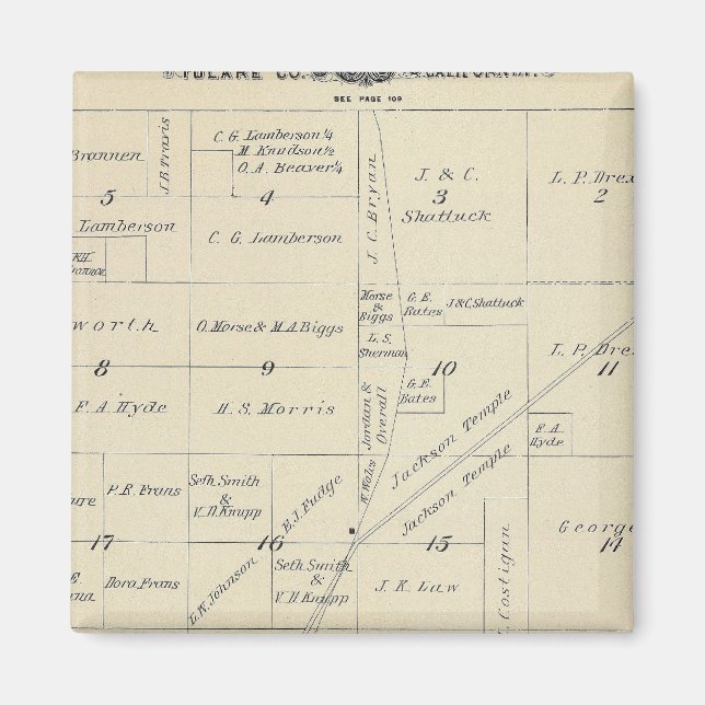 Aimant Carte de section du comté de T23S R23E Tulare (Devant)
