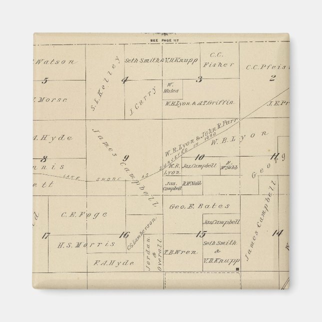 Aimant Carte de section du comté de T24S R22E Tulare (Devant)