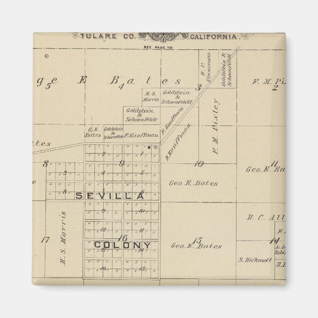 Aimant Carte de section du comté de T24S R23E Tulare (Devant)