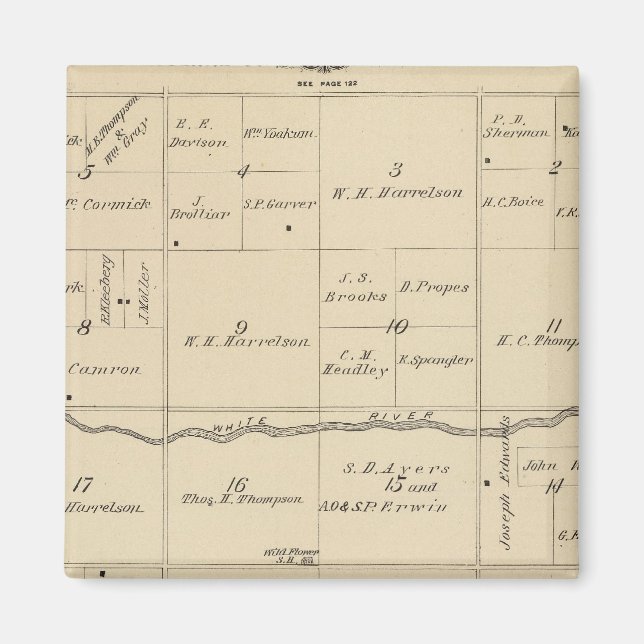 Aimant Carte de section du comté de T24S R26E Tulare (Devant)