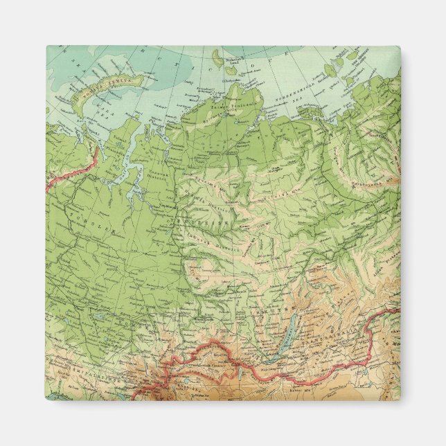 Aimant Carte de Sibérie avec routes maritimes (Devant)