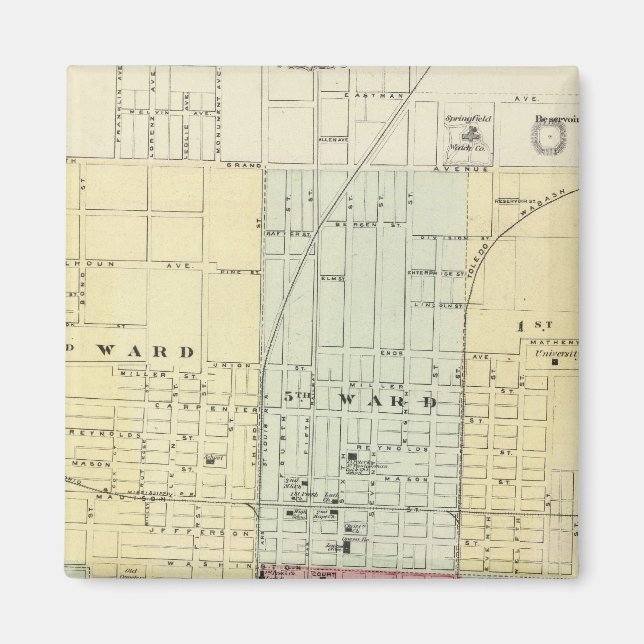 Aimant Carte de Springfield City (Devant)