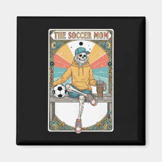 Aimant Carte de tarot de maman de football Squelette Café