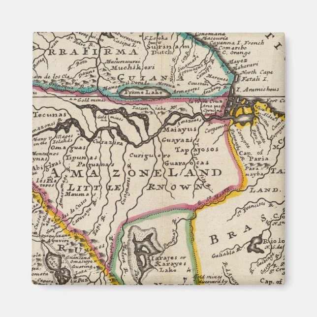 Aimant Carte de Terra Firma, Pérou, Amazone Land, Brésil (Devant)