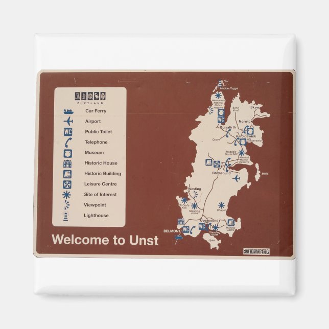 Aimant Carte de Unst, Shetland Isles Irlande (Devant)
