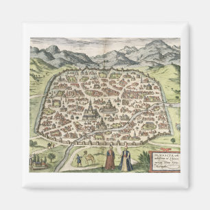 Aimant Carte de ville de Damas, Syrie, 1620 (gravure)