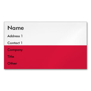 Aimant carte de visite avec Drapeau de Pologne