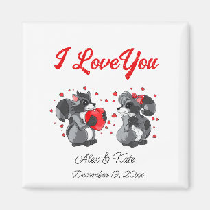 Aimant Carte de voeux Valentines Raccoon