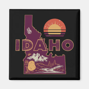 Aimant Carte de voyage vintage de l'Idaho, État américain