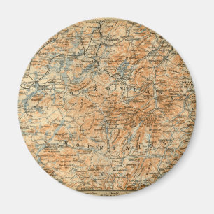 Aimant Carte des Adirondacks 1909 du guide de voyage de B