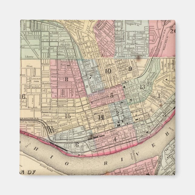 Aimant Carte des Cincinnati par Mitchell (Devant)