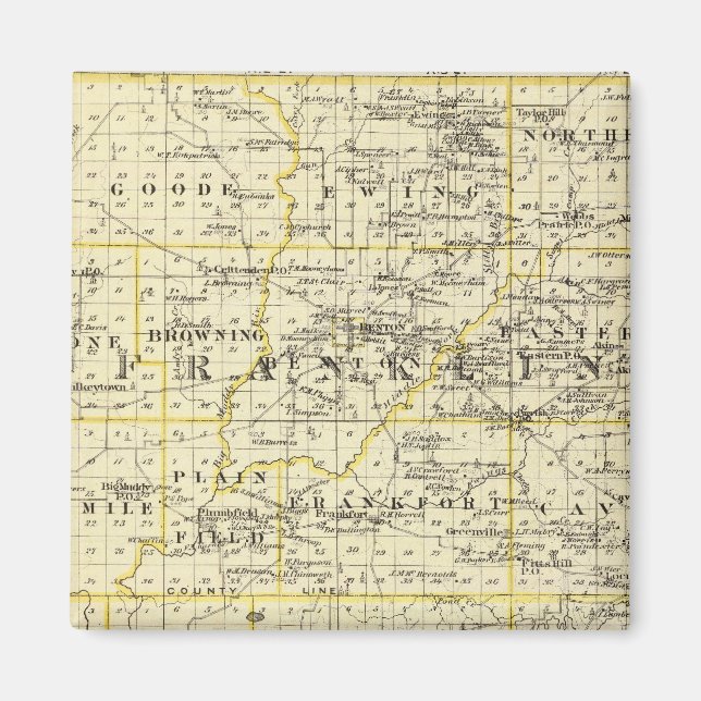 Aimant Carte des comtés de Franklin et Williamson (Devant)