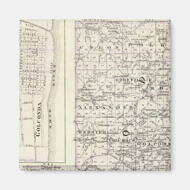 Aimant Carte des comtés de Pope & Massac et Golconda (Devant)