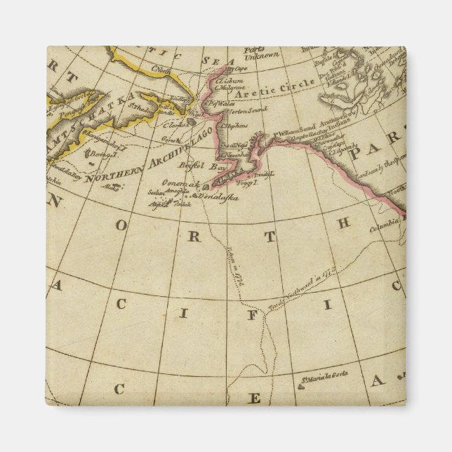 Aimant Carte des découvertes faites par Cook et Clerke (Devant)