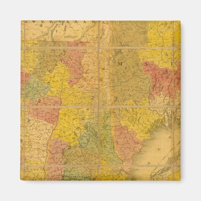 Aimant Carte des États de la Nouvelle-Angleterre (Devant)