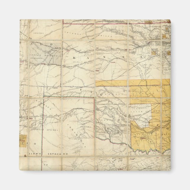 Aimant Carte Des États Du Kansas Et Du Texas (Devant)
