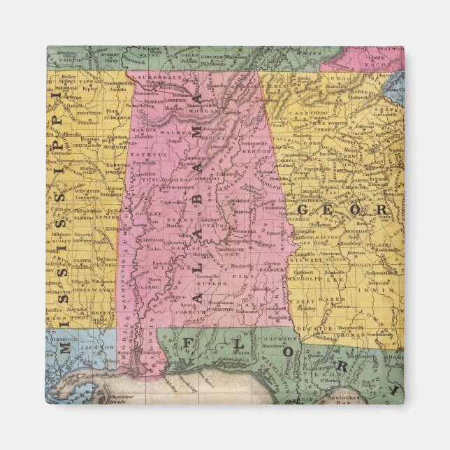 Aimant Carte des États du Sud (Devant)