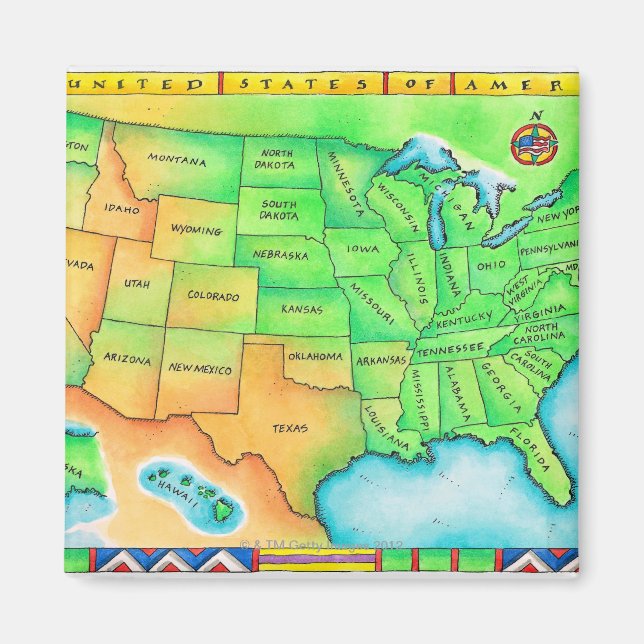 Aimant Carte des États-Unis (Devant)