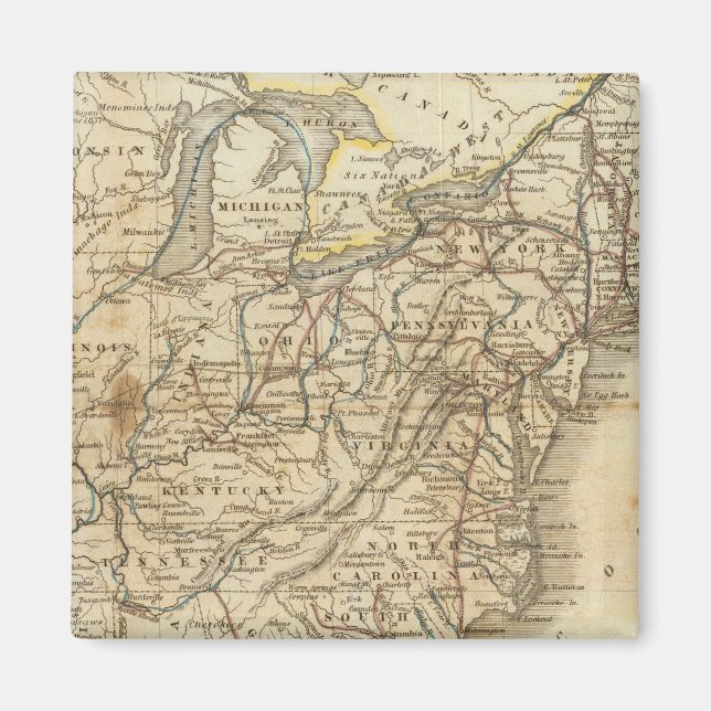 Aimant Carte Des États-Unis 3 (Devant)