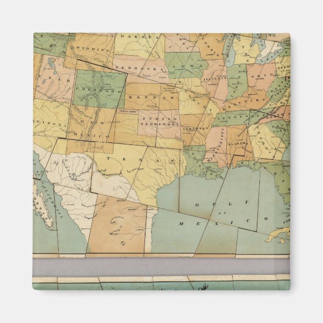 Aimant Carte des États-Unis d'Amérique 2 (Devant)