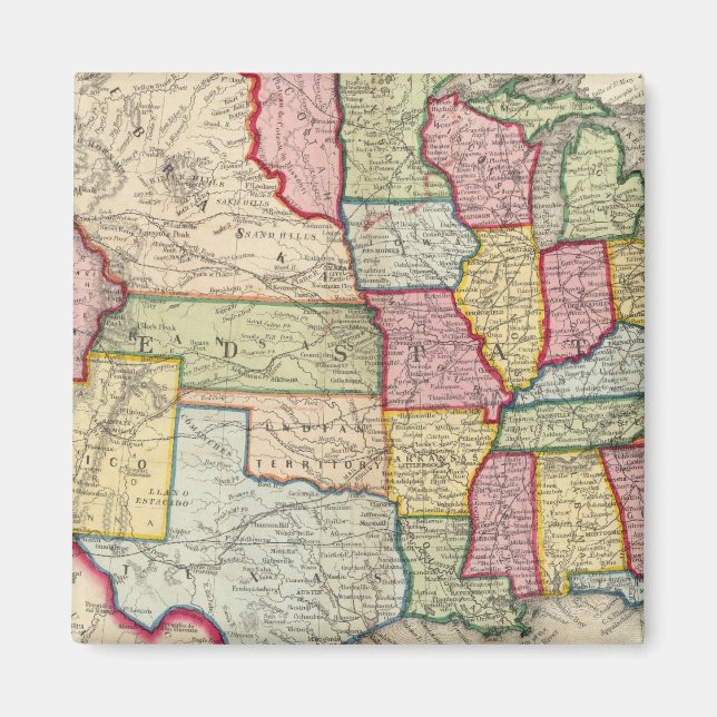 Aimant Carte Des États-Unis, Et Territoires (Devant)