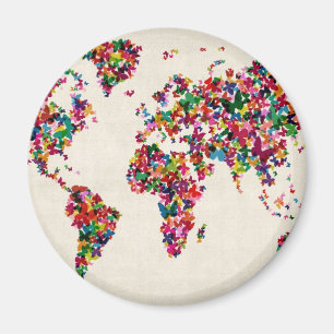 Aimant Carte des papillons de la carte du monde