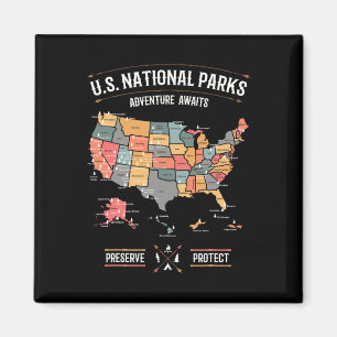 Aimant Carte des parcs nationaux des États-Unis Préserver