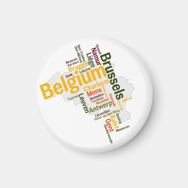 Aimant Carte des villes de Belgique (Devant)