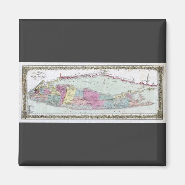 Aimant Carte des voyageurs de Long Island, 1855-1857 (Devant)