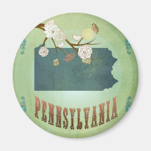 Aimant Carte d'état de Pennsylvanie - Vert