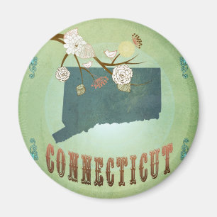 Aimant Carte d'état du Connecticut - vert