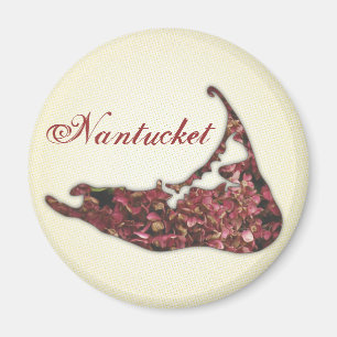 Aimant Carte d'hortensia d'île de Nantucket, le