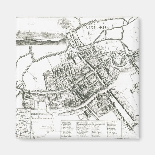 Aimant Carte d'Oxford, 1643 (Devant)