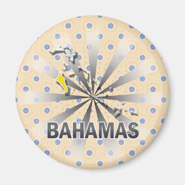 Aimant Carte Drapeau Bahamas 2.0 (Devant)