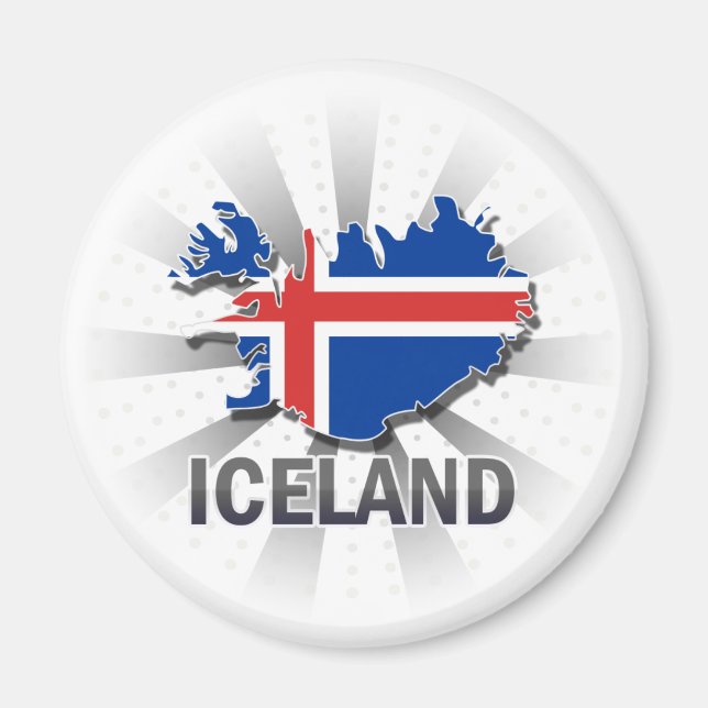 Aimant Carte Drapeau Islande 2.0 (Devant)