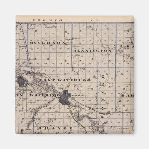 Aimant Carte du comté de Black Hawk, État de l'Iowa