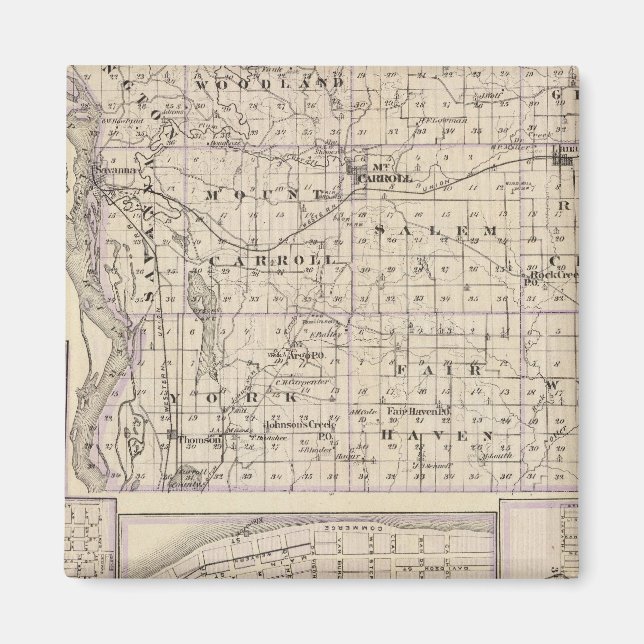 Aimant Carte du comté de Carroll, Mt Carroll (Devant)