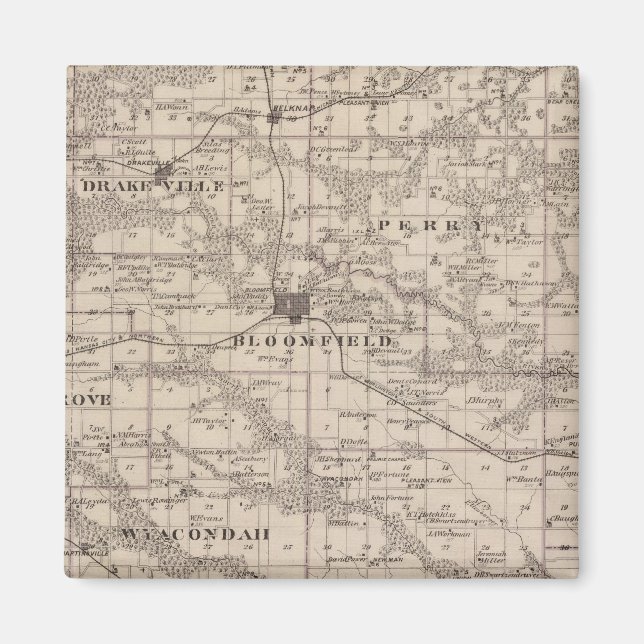 Aimant Carte du comté de Davis, État de l'Iowa (Devant)