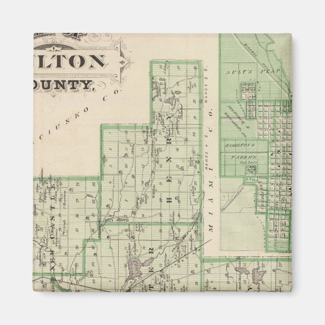 Aimant Carte du comté de Fulton avec Rochester, Fulton Co (Devant)