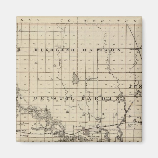 Aimant Carte du comté de Greene, État de l'Iowa (Devant)