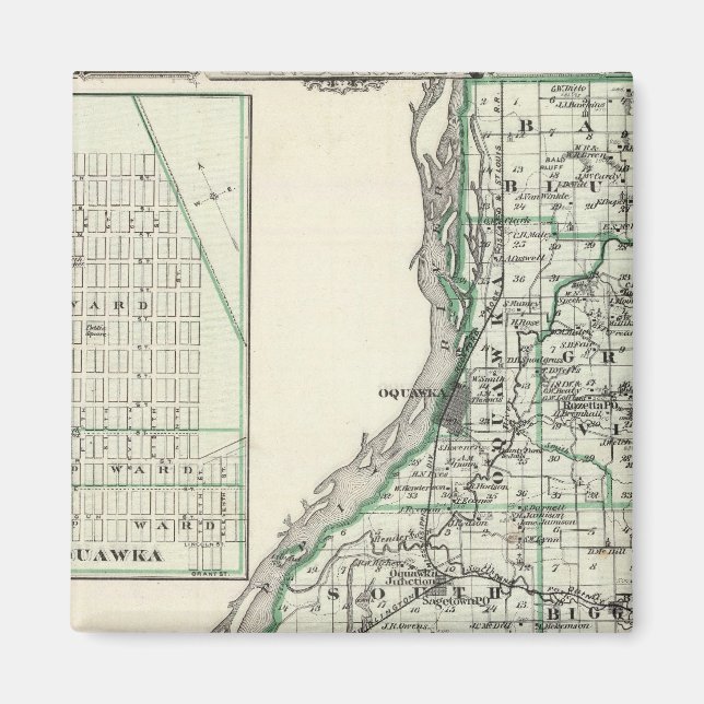 Aimant Carte du comté de Henderson et d'Oquawka (Devant)