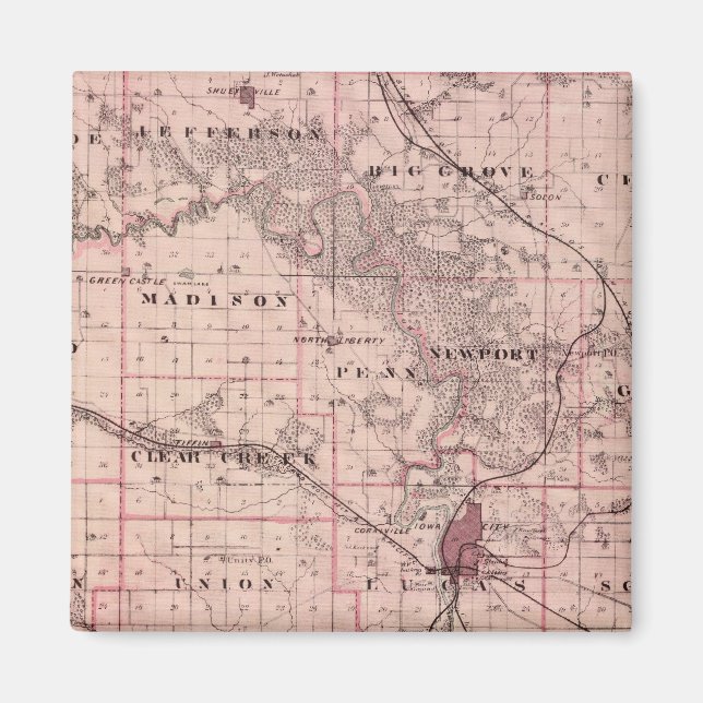 Aimant Carte du comté de Johnson, État de l'Iowa (Devant)
