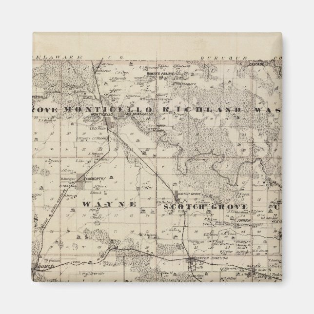 Aimant Carte du comté de Jones, État de l'Iowa (Devant)