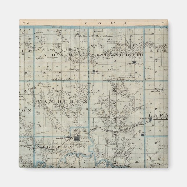 Aimant Carte du comté de Keokuk, État de l'Iowa (Devant)