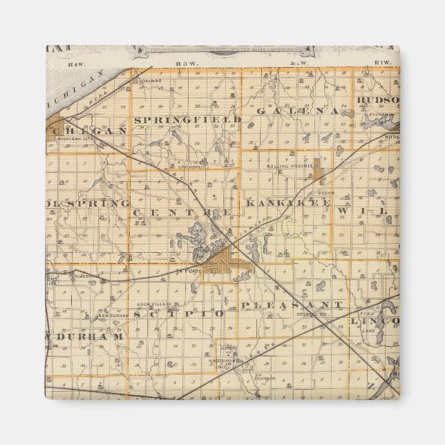 Aimant Carte du comté de La Porte (Devant)