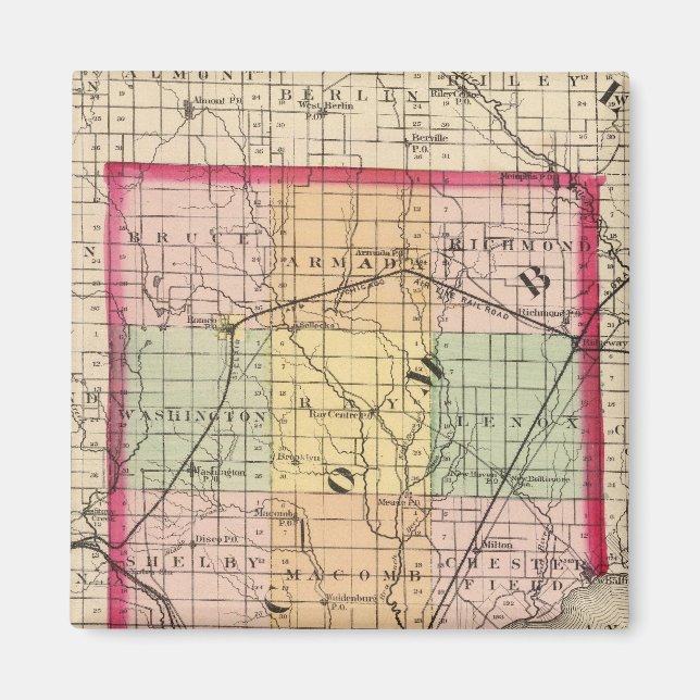 Aimant Carte du comté de Macomb, Michigan (Devant)