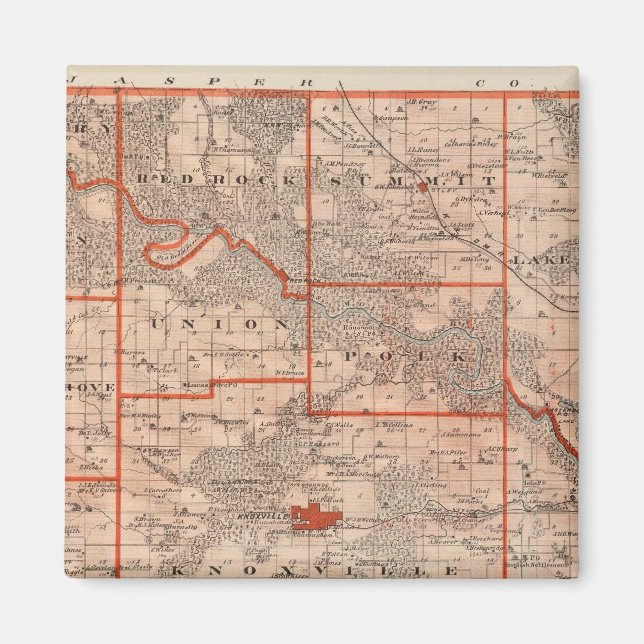 Aimant Carte du comté de Marion, État de l'Iowa (Devant)