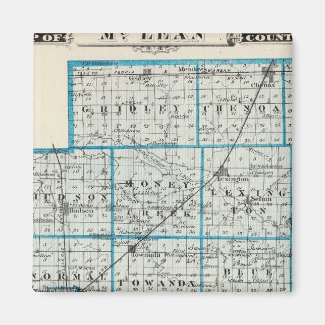 Aimant Carte du comté de McLean et du Roy (Devant)