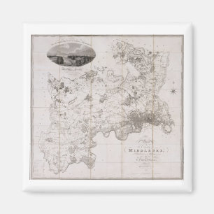 Aimant Carte du comté de Middlesex, édité 1819 (P.R.