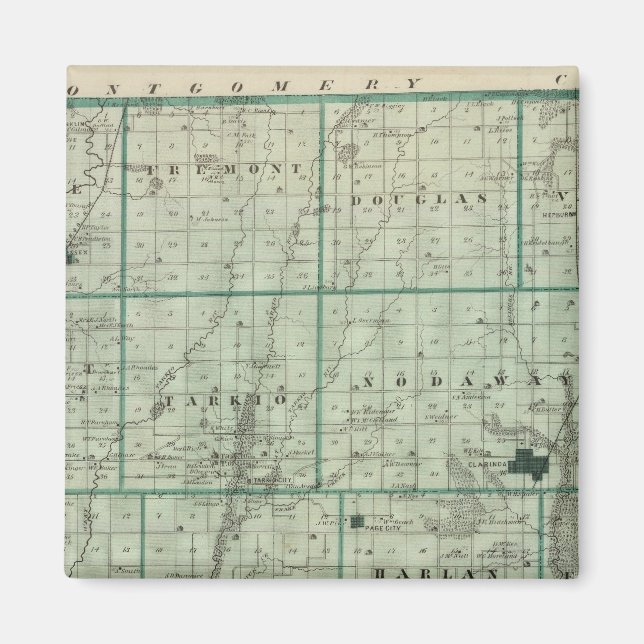 Aimant Carte du comté de Page, État de l'Iowa (Devant)